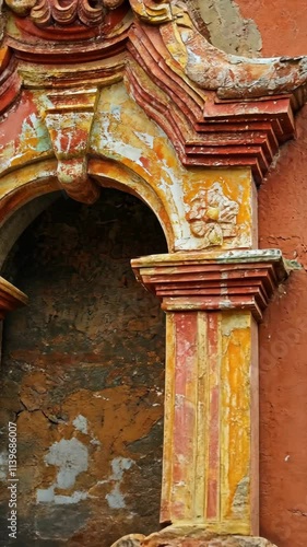 Wallpaper Mural Detailed close-up of historic architectural element on a weathered wall in a vibrant color palette Torontodigital.ca