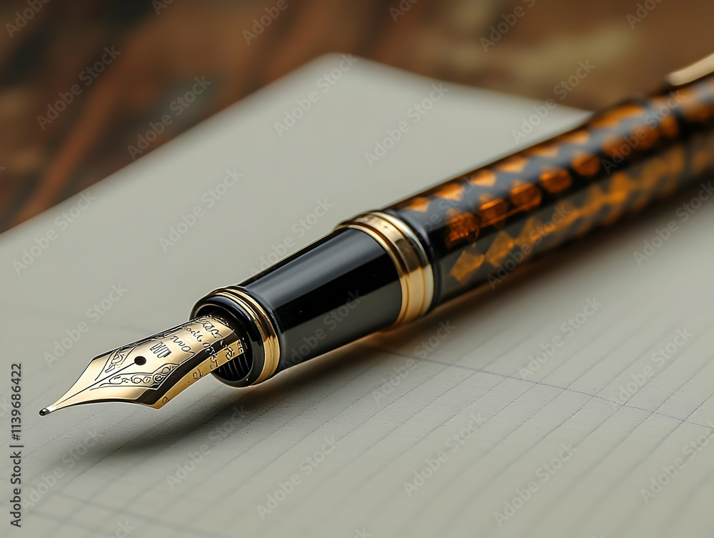 Elegant Fountain Pen Writes Smoothly on Paper Elegant Fountain Pen Writes Smoothly on Paper