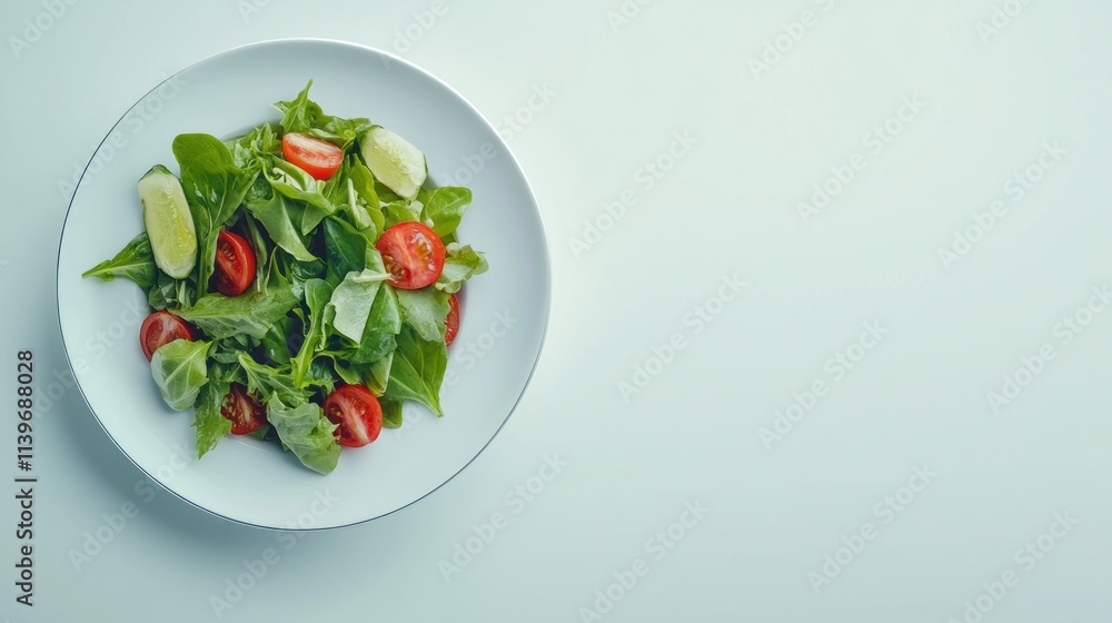 Fresh mixed greens salad with cherry tomatoes and lime slices on a white plate. Fresh mixed greens salad with cherry tomatoes and lime slices on a white plate.