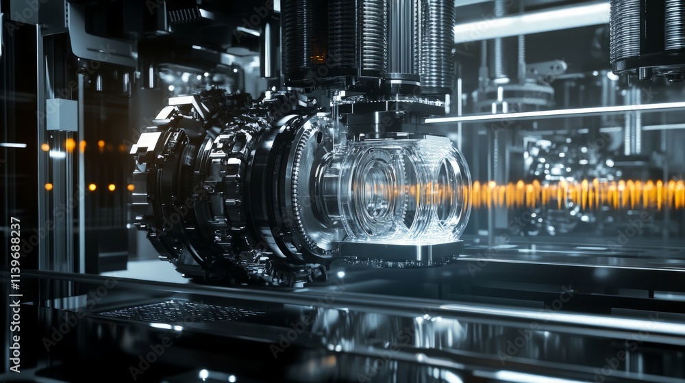 Fototapeta premium Large Scale 3D Printer Creating Complex Objects in Action