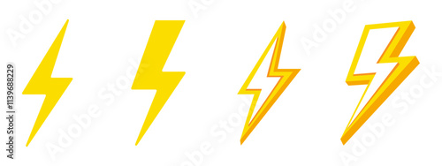 Lightning icon and symbol isolated on white background. Vector design.