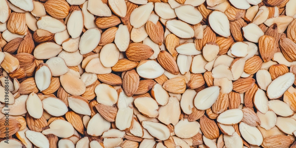 Toasty almond slivers texture showcases golden brown hues and crunchy surface in a culinary delight Toasty almond slivers texture showcases golden brown hues and crunchy surface in a culinary delight