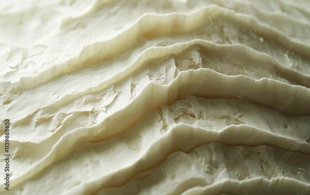 Close-up of creamy, layered texture. Soft, undulating waves of off-white create a soothing, dreamy aesthetic. Pure, delicate beauty. Close-up of creamy, layered texture. Soft, undulating waves of off-white create a soothing, dreamy aesthetic. Pure, delicate beauty.