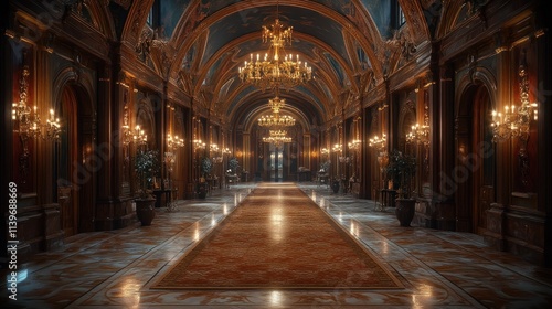 Wallpaper Mural An opulent hallway with chandeliers, intricate architecture, and elegant decor. Torontodigital.ca