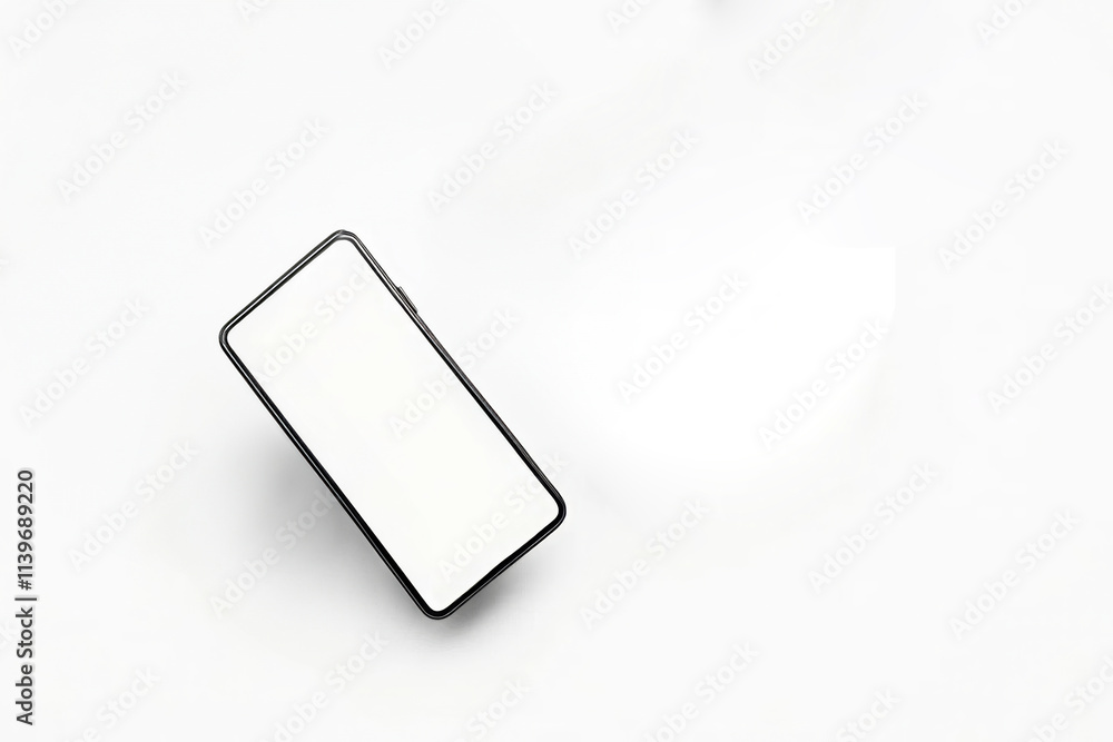 A modern smartphone with a blank white screen lying on a clean white surface. Ideal for mockups, digital advertising, technology presentations, app design, and mobile-related concepts. A modern smartphone with a blank white screen lying on a clean white surface. Ideal for mockups, digital advertising, technology presentations, app design, and mobile-related concepts.