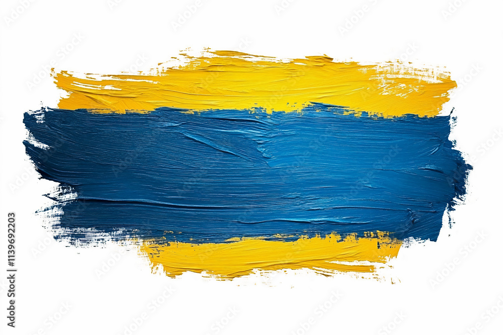 Obraz premium Ukrainian flag painted with brush strokes, isolated on white background