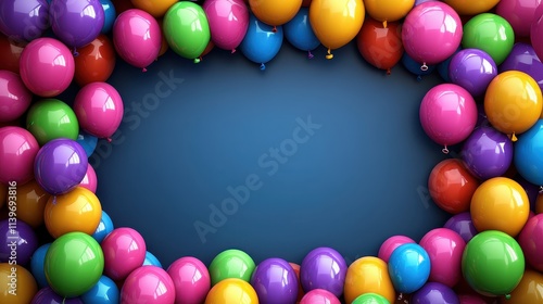 A collection of colorful balloons framing an empty rectangular space in the center  Continue up to 50 balloonthemed background ideas photo