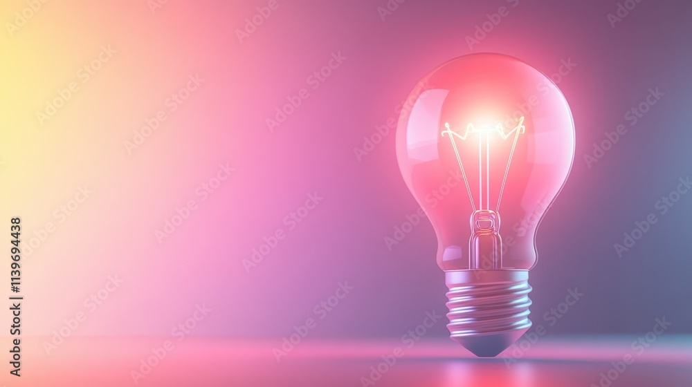 Glowing Light Bulb on Vibrant Background - Concept of Innovation and Ideas Glowing Light Bulb on Vibrant Background - Concept of Innovation and Ideas