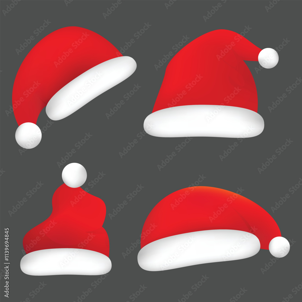 Christmas Santa hats collection. Vector illustration Christmas Santa hats collection. Vector illustration