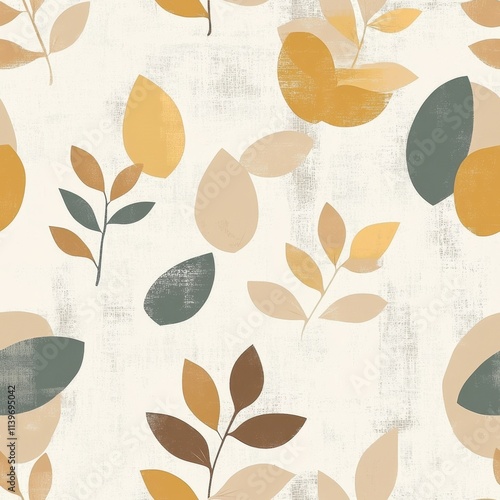 Autumnal Foliage Pattern on Neutral Background for Elegant Design