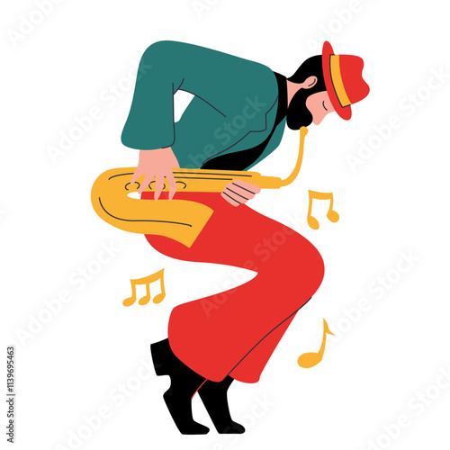 Illustration of an Musician Performing Saxophone
