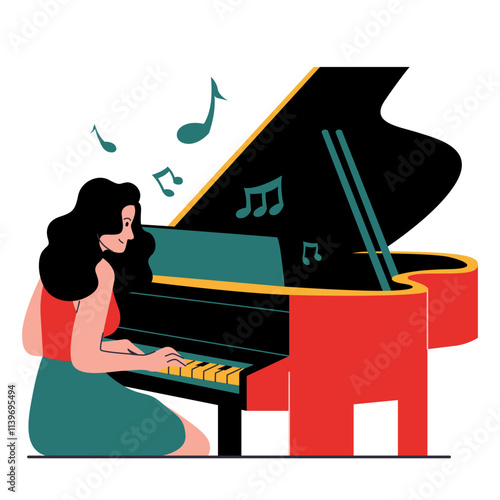 Illustration of an Musician Performing Pianist