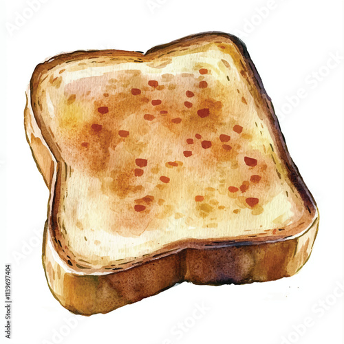 Toast Wheat watercolor clipart illustration