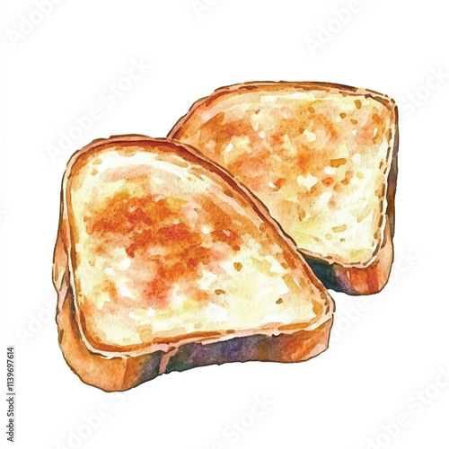 Toast Wheat watercolor clipart illustration