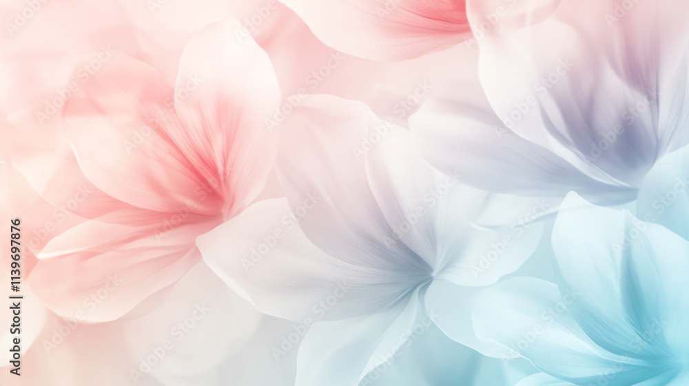 Soft pastel floral background with delicate petals in shades of pink and blue. Soft pastel floral background with delicate petals in shades of pink and blue.