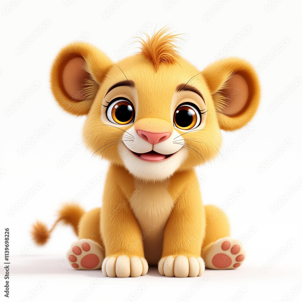 3D lion cub close up stock image isolated on a white background 3D lion cub close up stock image isolated on a white background