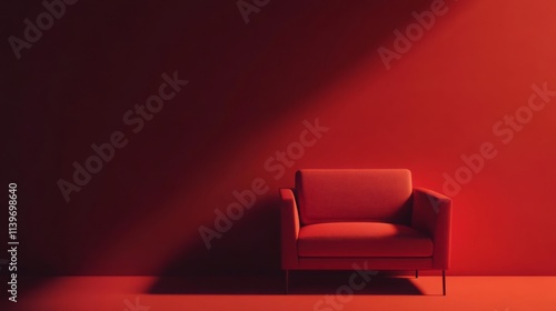 Red armchair in a red room ...