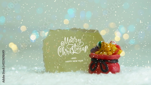 Christmas Background. Christmas background with snowflakes and bokeh lights.Snow on branches