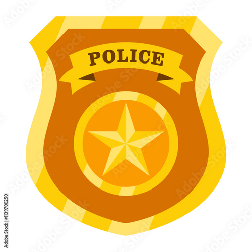 Illustration of an golden police badge