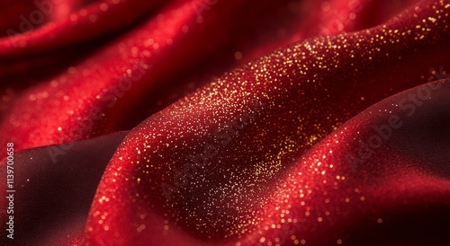Red Fabric with Gold Glitte...