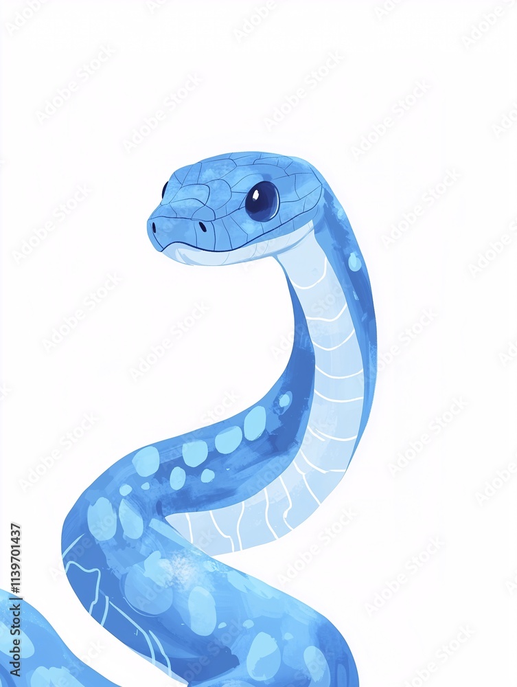 Fototapeta premium A cute and simple blue snake character 07