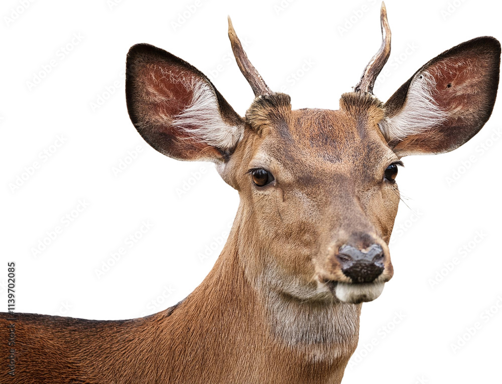 Obraz premium Young Deer Portrait Wildlife Animal Nature Photography Buck Antlers Fauna Mammal Forest Outdoors