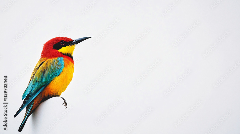 Obraz premium colorful bird perched on white background south asian nature wildlife exotic isolated close up photography