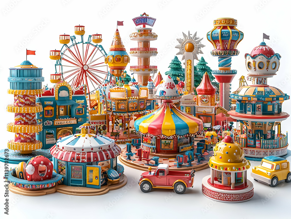 Colorful Amusement Park Rides & Fun Fair Attractions Colorful Amusement Park Rides & Fun Fair Attractions