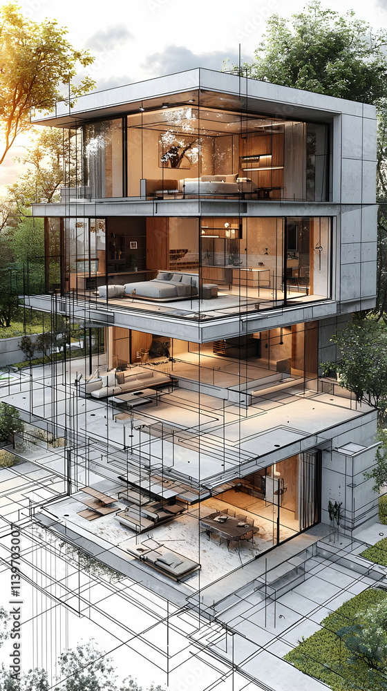 Modern House Design: 3D Model Showcase Modern House Design: 3D Model Showcase