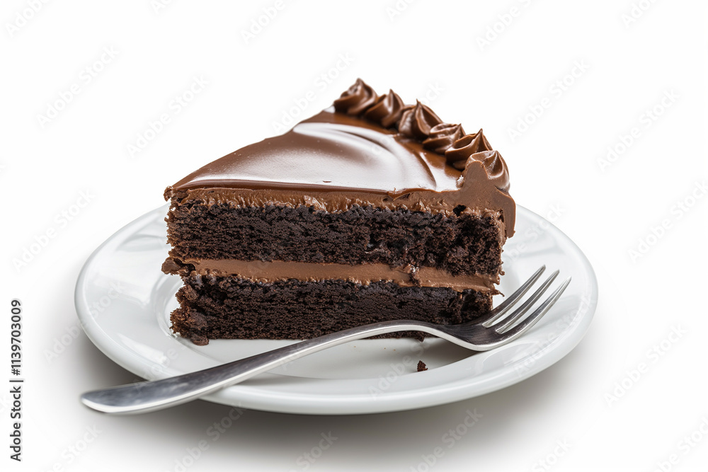 白背景にチョコレートケーキ「AI生成画像」 白背景にチョコレートケーキ「AI生成画像」