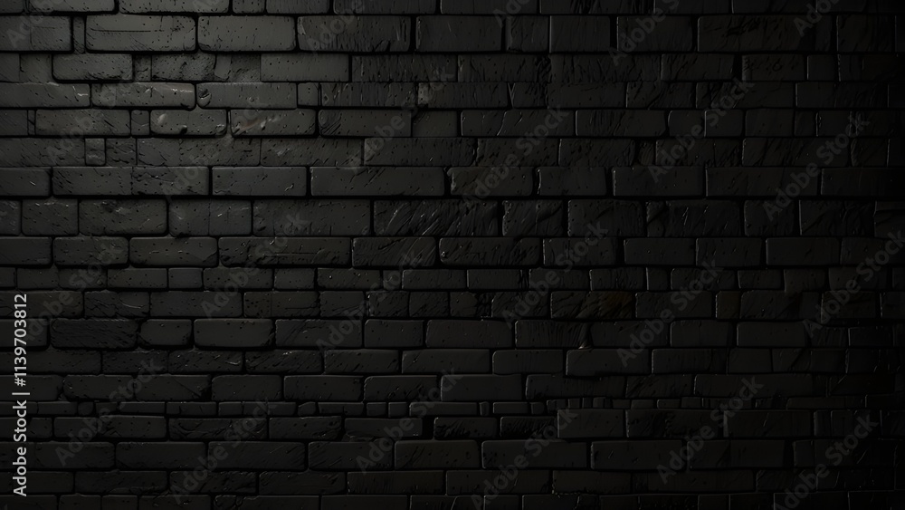 Black brick wall as background or wallpaper or texture Generative AI Black brick wall as background or wallpaper or texture Generative AI