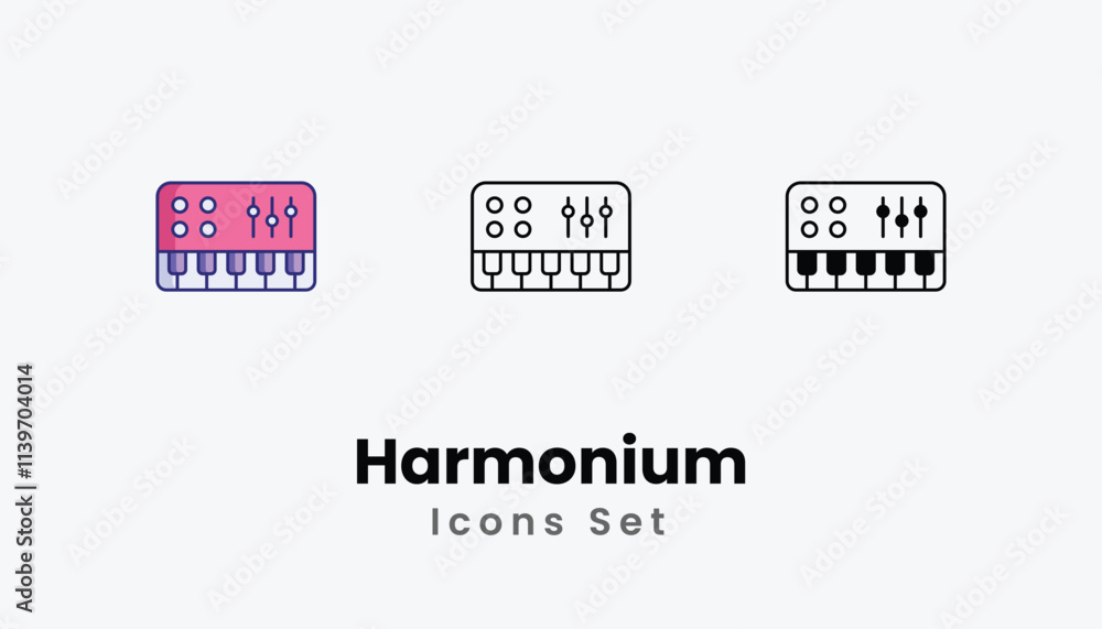 Obraz premium Harmonium Icons thin line and glyph vector icon stock illustration