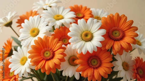 Vibrant Orange and White Daisy-Like Flowers, Cheerful Springtime