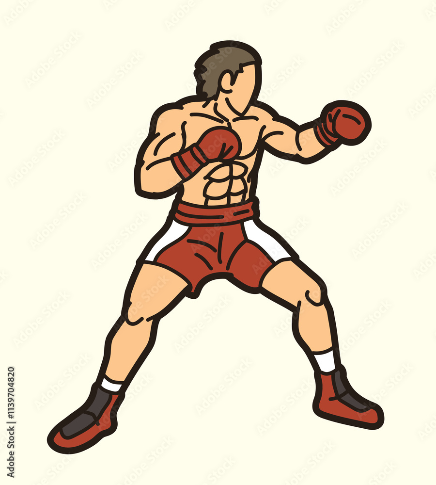 Boxing Sport Fighter Ready to Fight Action Kickboxing Muay Thai Cartoon Graphic Vector Boxing Sport Fighter Ready to Fight Action Kickboxing Muay Thai Cartoon Graphic Vector