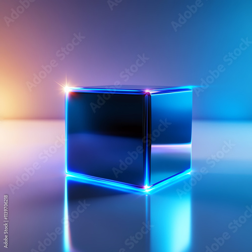 A sleek, illuminated cube showcasing modern design and vibrant colors. photo