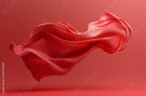 Red Fabric Swirling in Air ...