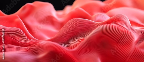 Abstract Red Wavy Lines Pat...