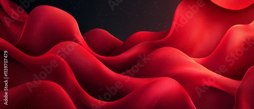 Abstract Red Waves Flowing ...