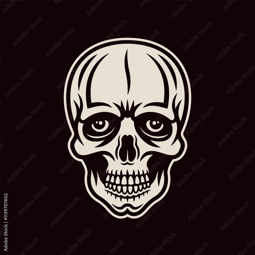 Fototapeta premium Skull vector illustration in colorful style on dark background