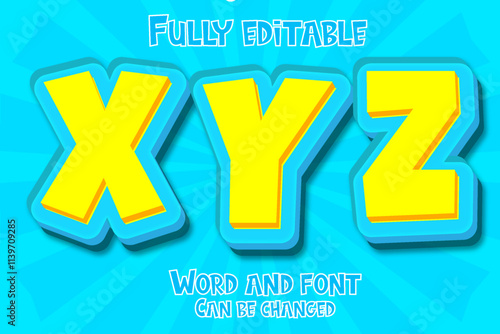 XYZ alphabet 3d editable text effect 