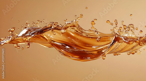 Amber Liquid Splash 3D Illustration