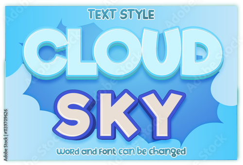 Sky blue 3d editable text effect 