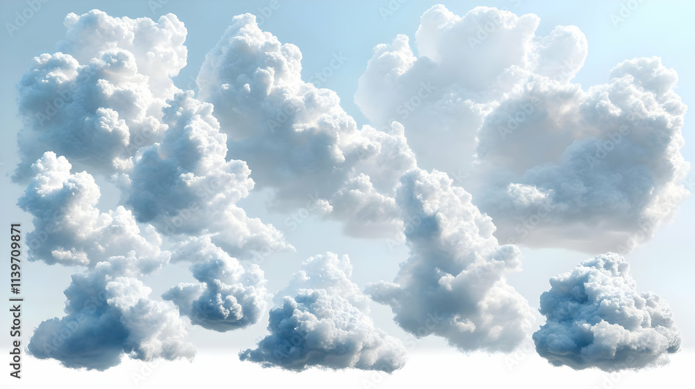 3D Render Fluffy Cumulus Clouds Background 3D Render Fluffy Cumulus Clouds Background