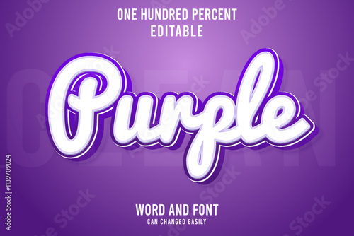 Purple 3D Text Effect Editable Illustrator Vector EPS Design