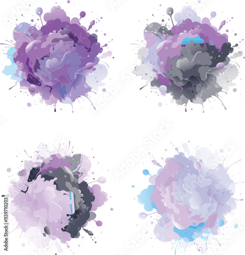 watercolor  four variation design  eps cut file   download 
