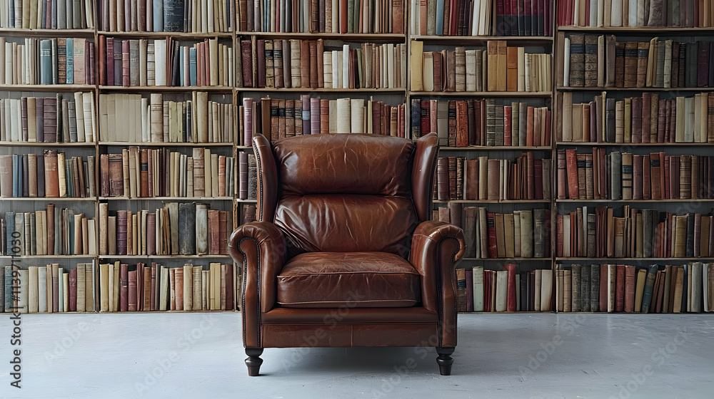 Leather Chair in Classic Library Setting Leather Chair in Classic Library Setting