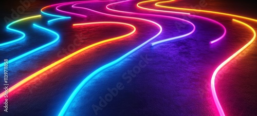 Vibrant Neon Lines Curve Ac...