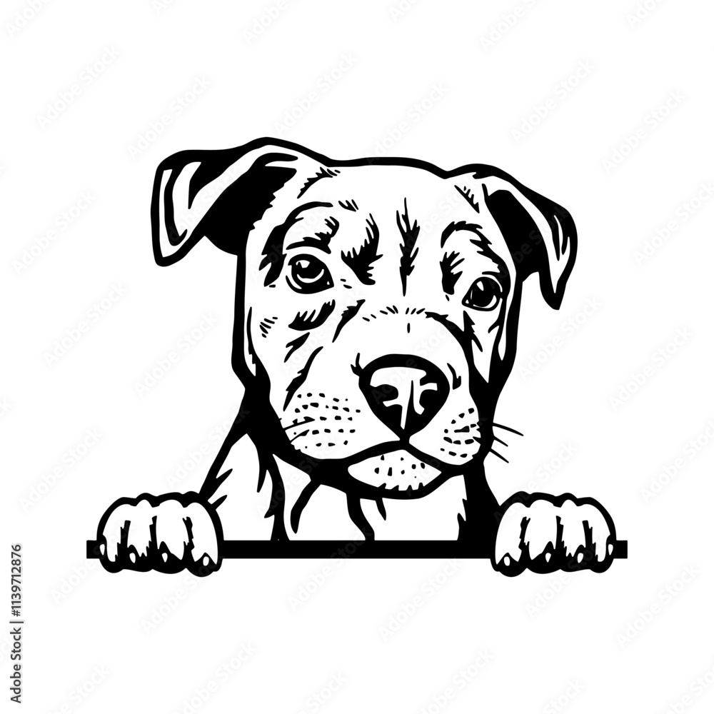 Peeking Puppy American Pit Bull - Dog Breed, Puppy Breed Vector File, detailed vector Peeking Puppy American Pit Bull - Dog Breed, Puppy Breed Vector File, detailed vector