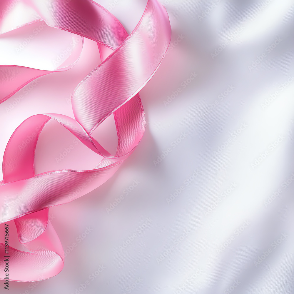 Elegant pink ribbon on a soft satin background, perfect for celebration or decoration. Elegant pink ribbon on a soft satin background, perfect for celebration or decoration.