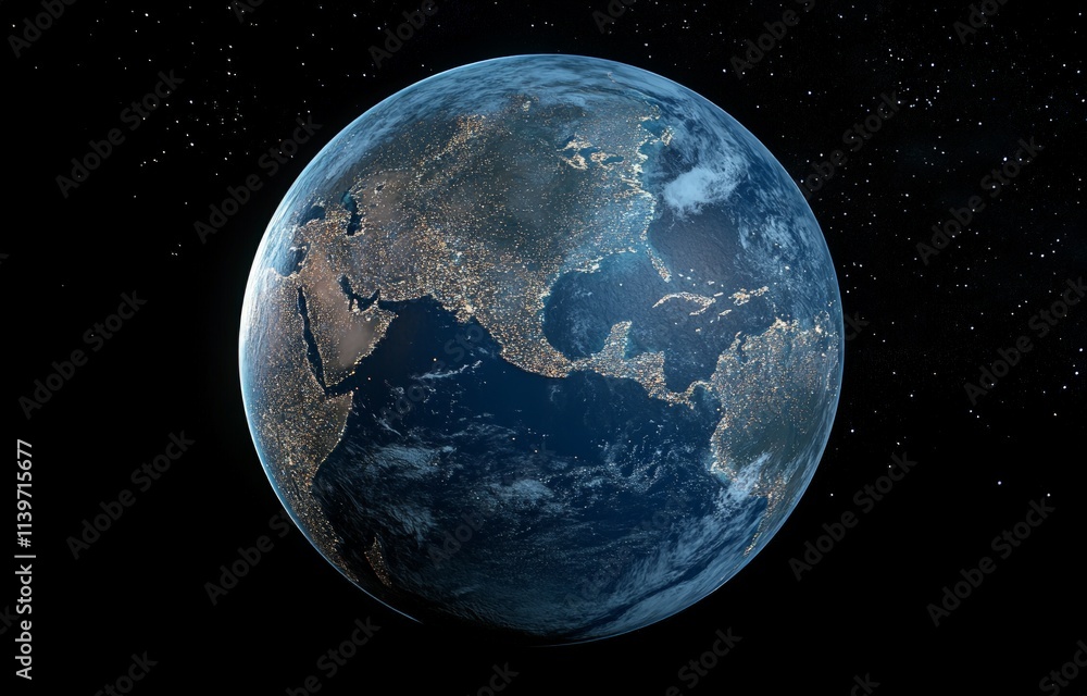 Fototapeta premium Stunning Abstract View of Earth at Night with Glowing City Lights